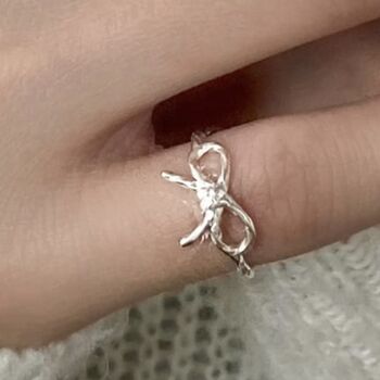 Adjustable Sterling Silver Bow Ring, 4 of 5