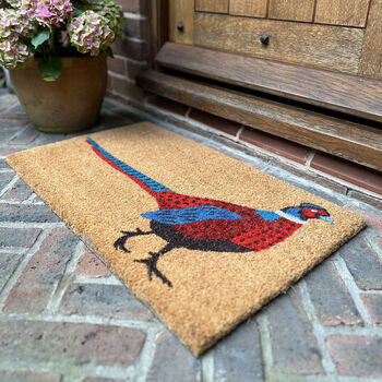 Pair Of Proud Pheasant Coir Doormats, 5 of 6