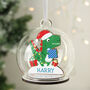 Personalised Wooden Dinosaur Glass Bauble, thumbnail 1 of 4