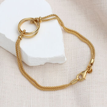 Gold Or Silver Interlocking Rings Double Chain Bracelet, 2 of 4