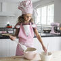 Personalised Childs Pink Deer Chef Apron And Hat Set, thumbnail 5 of 6