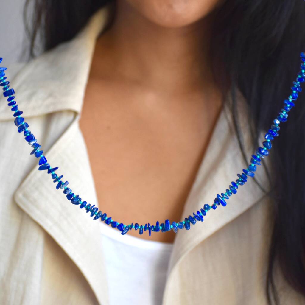 Blue Lapis Lazuli Necklace With Magnetic Clasp, 1 of 5