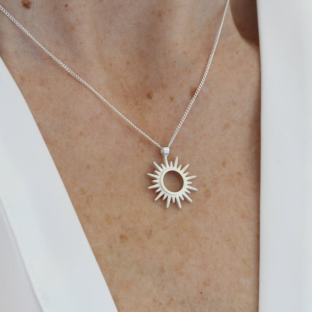 Sterling Silver Sun Necklace, 1 of 5