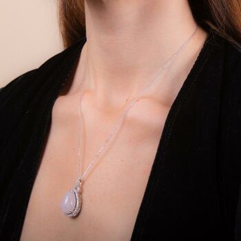 Pear Drop Rose Quartz 925 Sterling Silver Necklace, 2 of 4