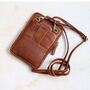 Leather Crossbody Smartphone Bag, Tan, thumbnail 4 of 5
