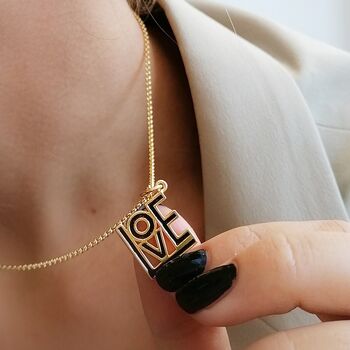 Love Necklace, Black, Sterling Silver Or Gold Plated, 3 of 11