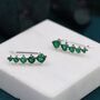 Sterling Silver Emerald Green Cz Crawler Earrings, thumbnail 1 of 12
