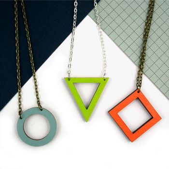 Geometric Cut Out Shape Wooden Eco Necklace, 3 of 7