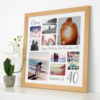 Personalised 40th Birthday Square Photo Collage, 8 of 11