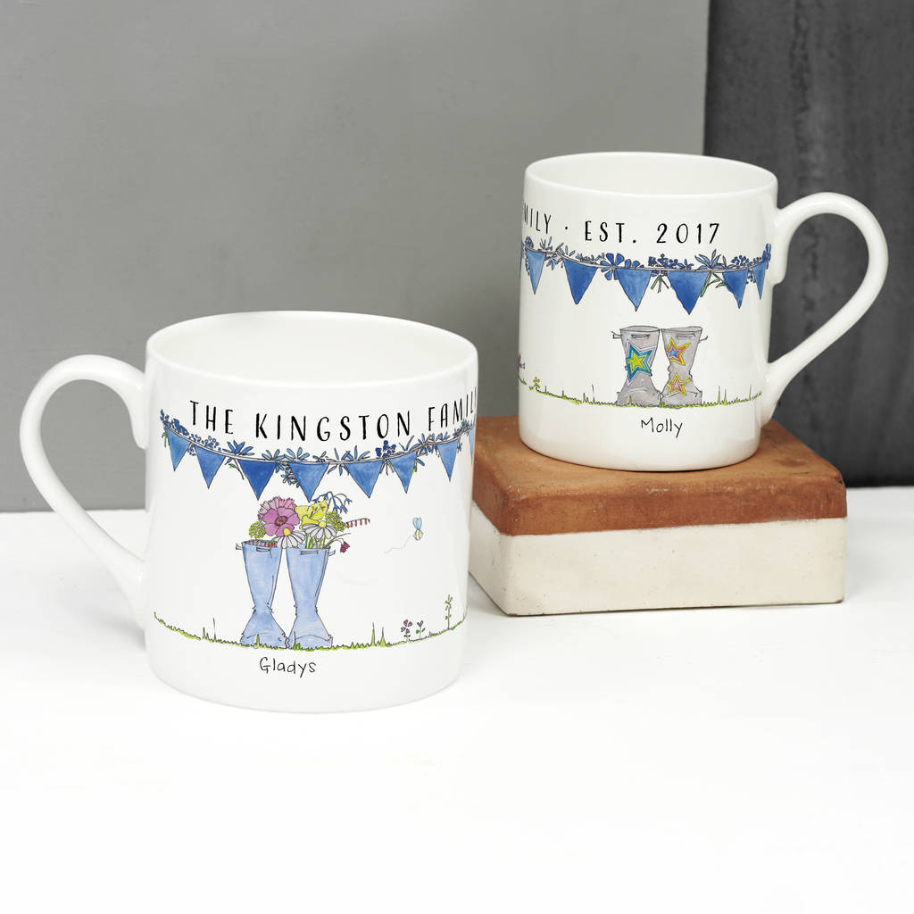 personalised welly boot granny and me mug set by this is