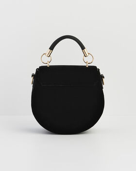 Fox And Owl Embroidered Black Top Handle Saddle Bag, 6 of 8