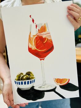 Aperol Spritz And Olives Limited Edition Print | Cocktail Prints, 2 of 6