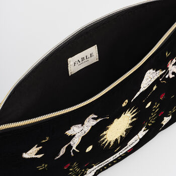 Black Celestial Velvet Embroidered Pouch, 5 of 6