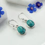 Sterling Silver Dangly Turquoise Oval Earrings, thumbnail 1 of 3