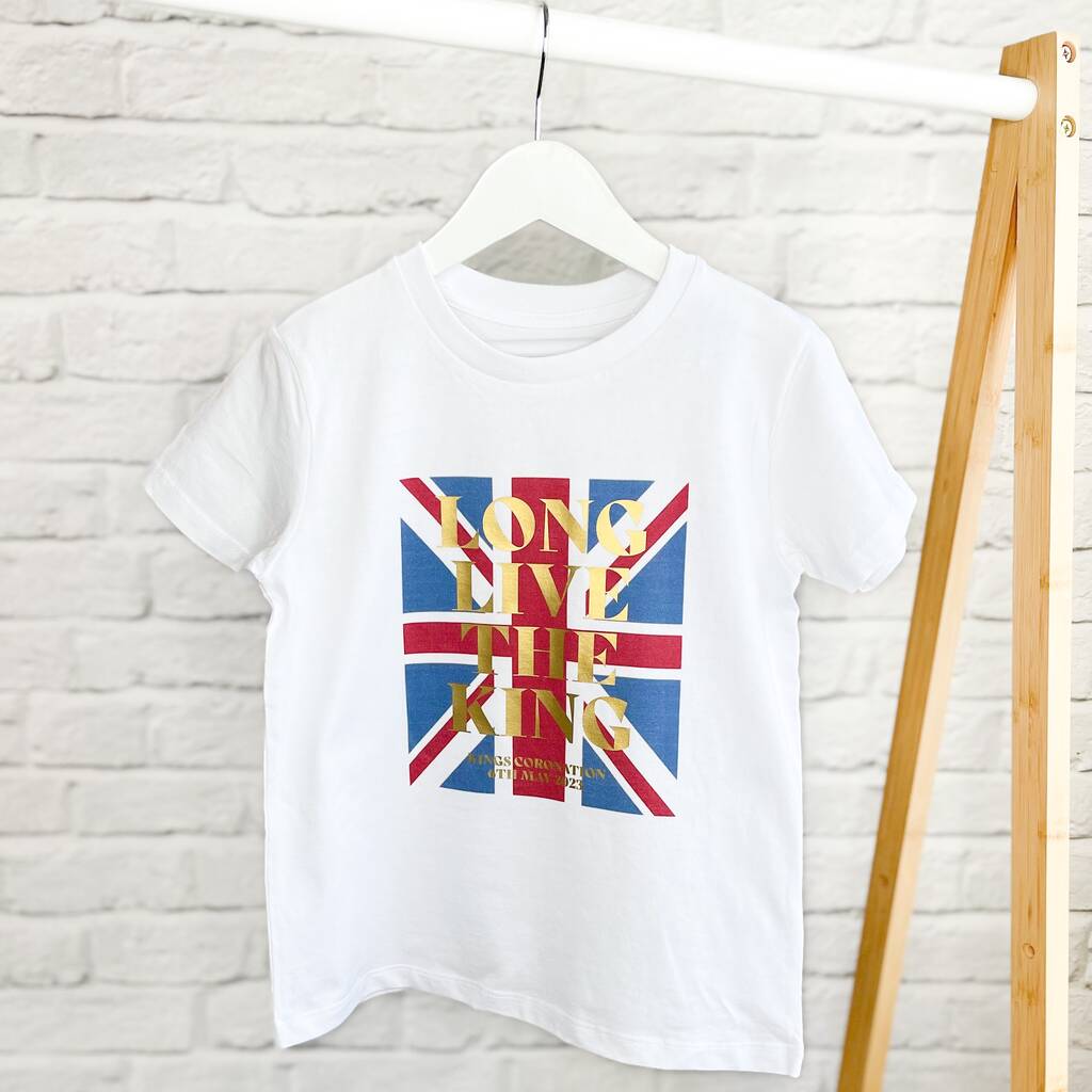 Long Live The King Coronation Union Jack Kids T Shirt, 1 of 2