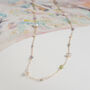 Dainty Peridot Zircon Pearl Chain Necklace, thumbnail 3 of 12