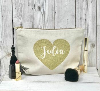 Personalised Name In A Heart Make Up Bag, 2 of 4