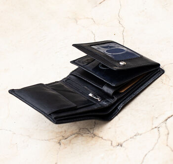 Personalised Leather Wallet Vertical Trifold Rfid, 6 of 7