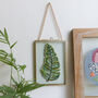 Green Palm Leaf Embroidery Framed Art, thumbnail 4 of 5
