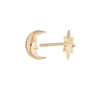 Gold Plated Moon And Star Stud Earrings, 6 of 7