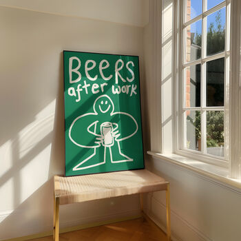 Beers After Work Doodle Kitchen Wall Art Print, 11 of 11