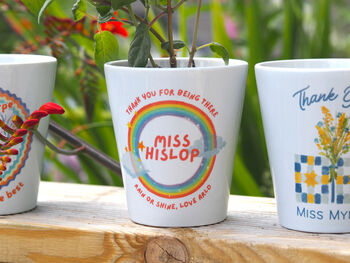 'Round Rainbow' Personalised Teacher Plant Pot Gift, 2 of 2