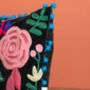 Black Floral Embroidered Cotton Velvet Cushion, thumbnail 6 of 8