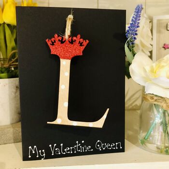 Personalised Valentines Wooden Letter Card Queen Crown, 5 of 7