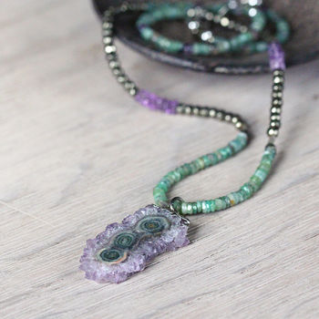 Long Amethyst And Emerald Necklace, 5 of 12