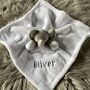 Embroidered White And Grey Baby Elephant Comforter, thumbnail 1 of 6