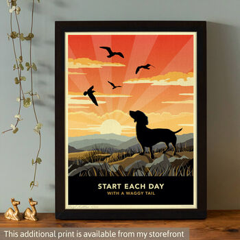 Dachshund Limited Edition Beach Sunset Gift Print, 9 of 9