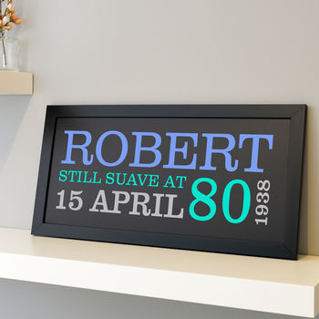Personalised 80th Birthday Rectangular Framed Print, 10 of 10