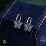 Sterling Silver Blue Butterfly Huggie Hoops, thumbnail 1 of 10