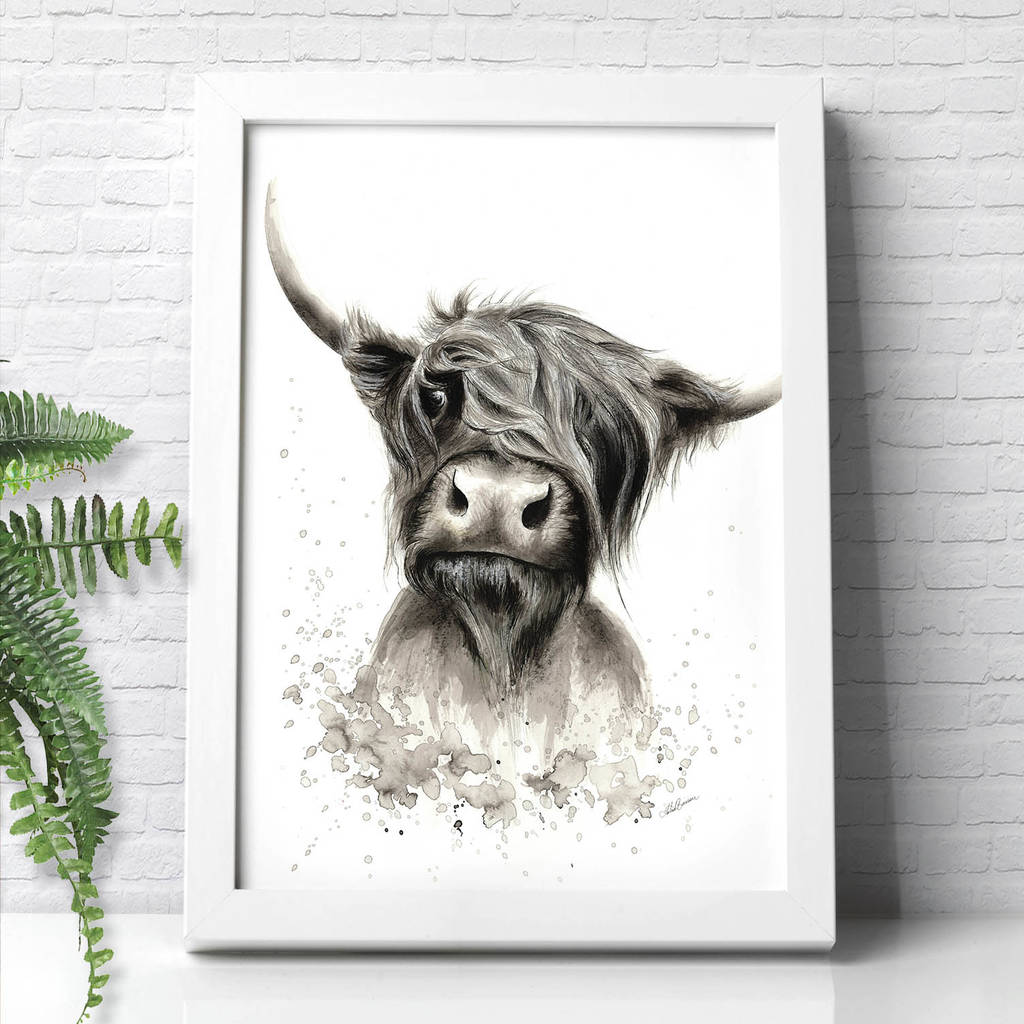 Highland Cow Illustration Print, 1 of 2