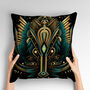 Celestial Aviary Art Deco Crane Poly Linen Cushion, thumbnail 2 of 7