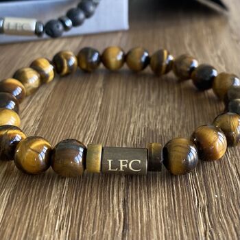 Men's Liverpool Fc Fan Tiger's Eye And Lava Rock Beaded Bracelet Duo, 5 of 5