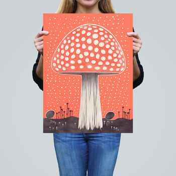 Fairy Fungi Toadstool Fly Agaric Coral Wall Art Print, 2 of 6