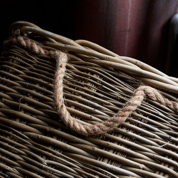 Rectangular Log Basket With Hessian Lining And Handles, 3 of 5