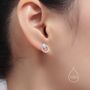 White Opal Double Circle Stud Earrings Sterling Silver, thumbnail 3 of 10