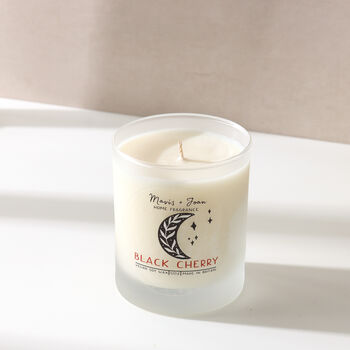Black Cherry Scented Soy Wax Candle In Glass Jar, 3 of 8
