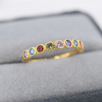 Multicolour Cz Infinity Ring In Sterling Silver, 5 of 12