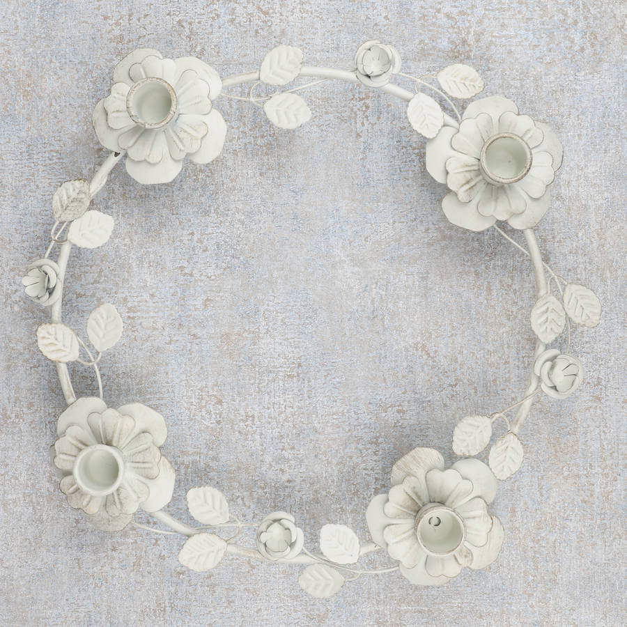 Chalk White Floral Candle Ring By Dibor