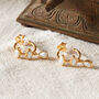 Small Pearl Hoop Studs With Dangling Pearl, 18k Gold Vermeil, thumbnail 7 of 8