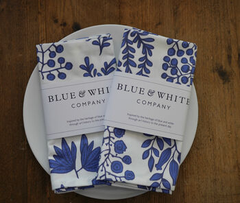 Blue And White Cotton Napkins, 2 of 2