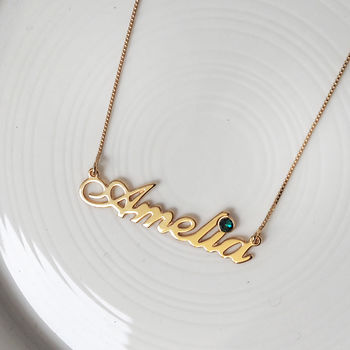 Personalised Name Necklace With Birthstone, 3 of 12