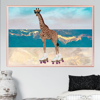Custom Summer Print Giraffe Rollerskates Beach Scene, 2 of 5