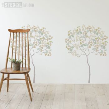 Round Tree With Ginko Leaves Stencil Pack, 2 of 9