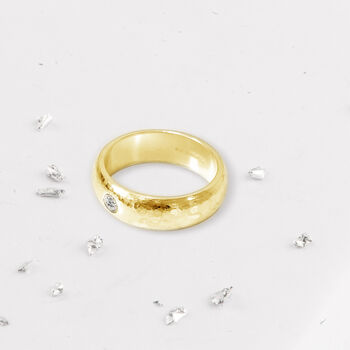 Memorial Hammered Inlaid Ashes Ring, 7 of 12