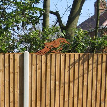 Rusty Metal Nuthatch Bird Fence Topper Art Decor, 7 of 10
