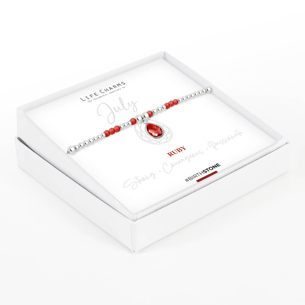 July Ruby Birthstone Charm Bracelet Gift, 1 of 4